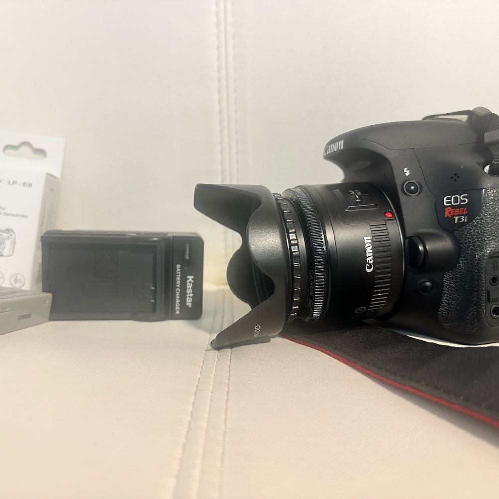 Canon EOS Rebel T3i Black DSLR with Lens and Hood